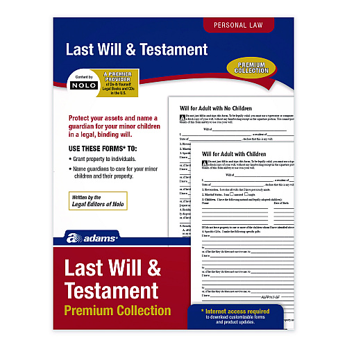 Adams Last Will and Testament Digital Download with Instructions, Inkjet/Laser Printable, 8.5 x 11, Unlimited Number of Forms (ALFP117)