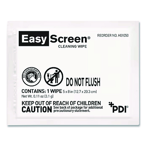 Easy Screen Cleaning Wipes, Individually Wrapped, 1-Ply, 5 x 8, Unscented, White, 50/Box (H01050)