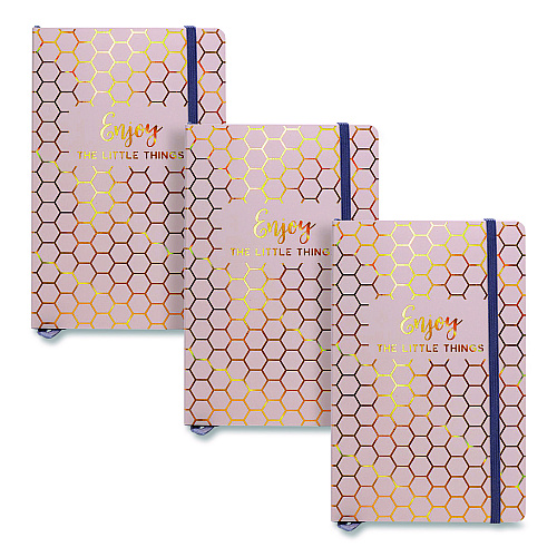 PUKKA PAD Journal, 1-Subject, Medium/College Rule, Taupe Haze/Gold Cover, (96) 8.3 x 5.8 Sheets, 3/Pack (9977TEHZE)
