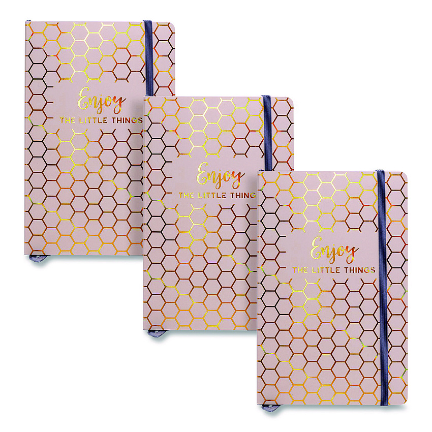 PUKKA PAD Journal, 1-Subject, Medium/College Rule, Taupe Haze/Gold Cover, (96) 8.3 x 5.8 Sheets, 3/Pack (9977TEHZE)