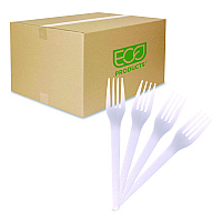 Eco-Products Plantware CPLA Cutlery, Fork, White, 1,000/Carton (EPS017)
