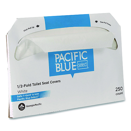 Georgia Pacific Professional Safe-T-Gard Half-Fold Toilet Seat Covers, Half-Fold, 14.5 x 17.44, White, 250 Covers/Pack, 4 Packs/Carton (47052)