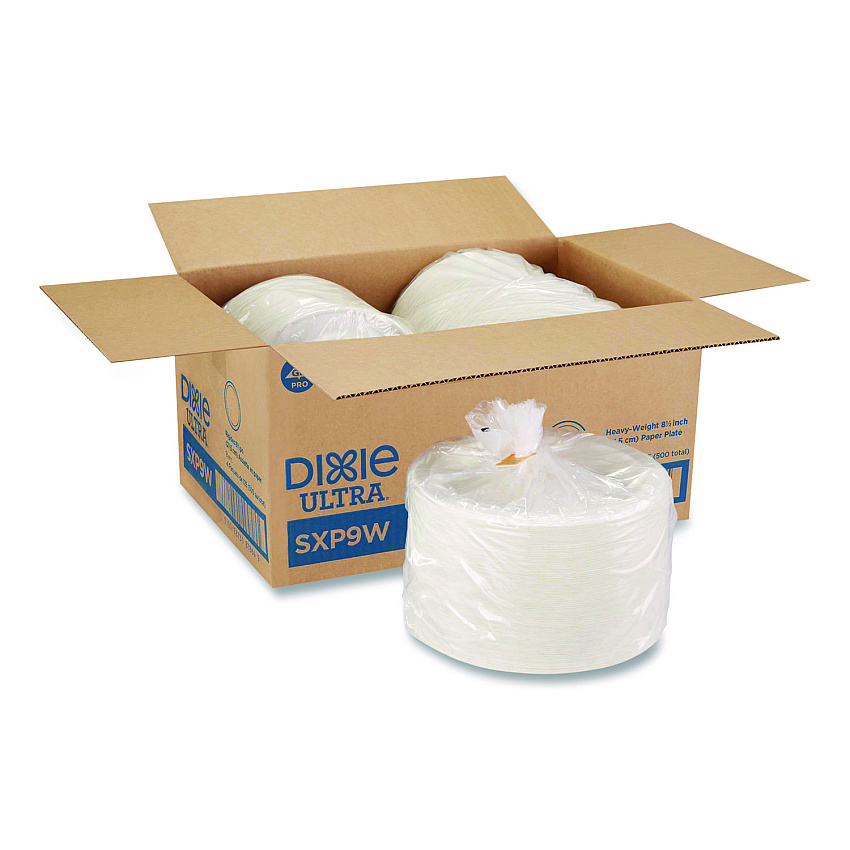 Dixie Ultra Heavy-Weight Paper Plates, 8.5" dia, 125/Pack, 4 Packs/Carton (SXP9W)