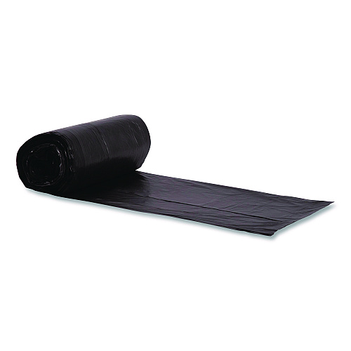 Boardwalk Reprocessed Resin Can Liners, 60 gal, 1.5 mil, 38 x 58, Black, Perforated Roll, 100/Carton (385815K)
