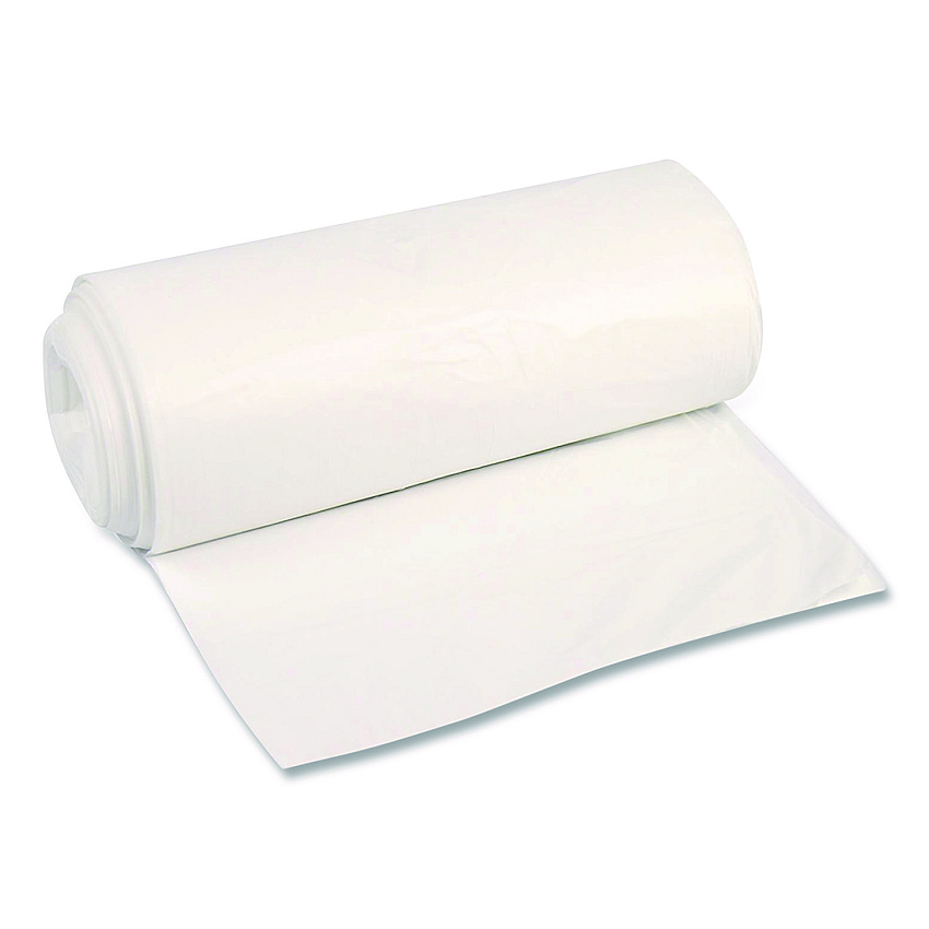 Boardwalk High-Density Can Liners, 45 gal, 12 mic, 40 x 48, Natural, Perforated Roll, 250/Carton (404812N)