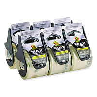 Duck MAX Packaging Tape with Dispenser, 1.5" Core, 1.88" x 22 yds, Crystal Clear, 6/Box (284983)