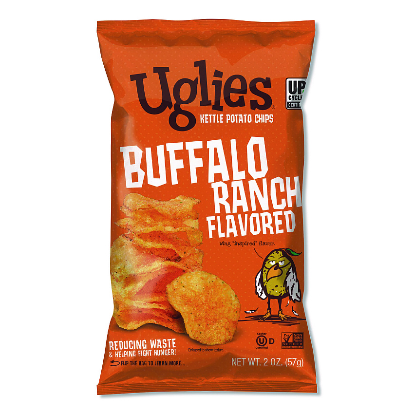 Uglies Kettle Potato Chips, Buffalo Ranch, 2 oz Bags, 24/Carton (DFN26181)