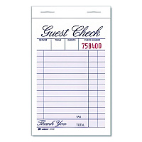 Adams One-Part Guest Check Pad, One-Part (No Copies), 3.35 x 4.94, 100 Forms/Pad, 12 Pads/Pack (210012)