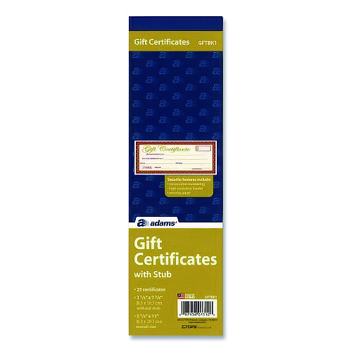 TOPS Gift Certificate with Stub Book, 7.81 x 3.25, Cream, 25 Certificates (GFTBK1)
