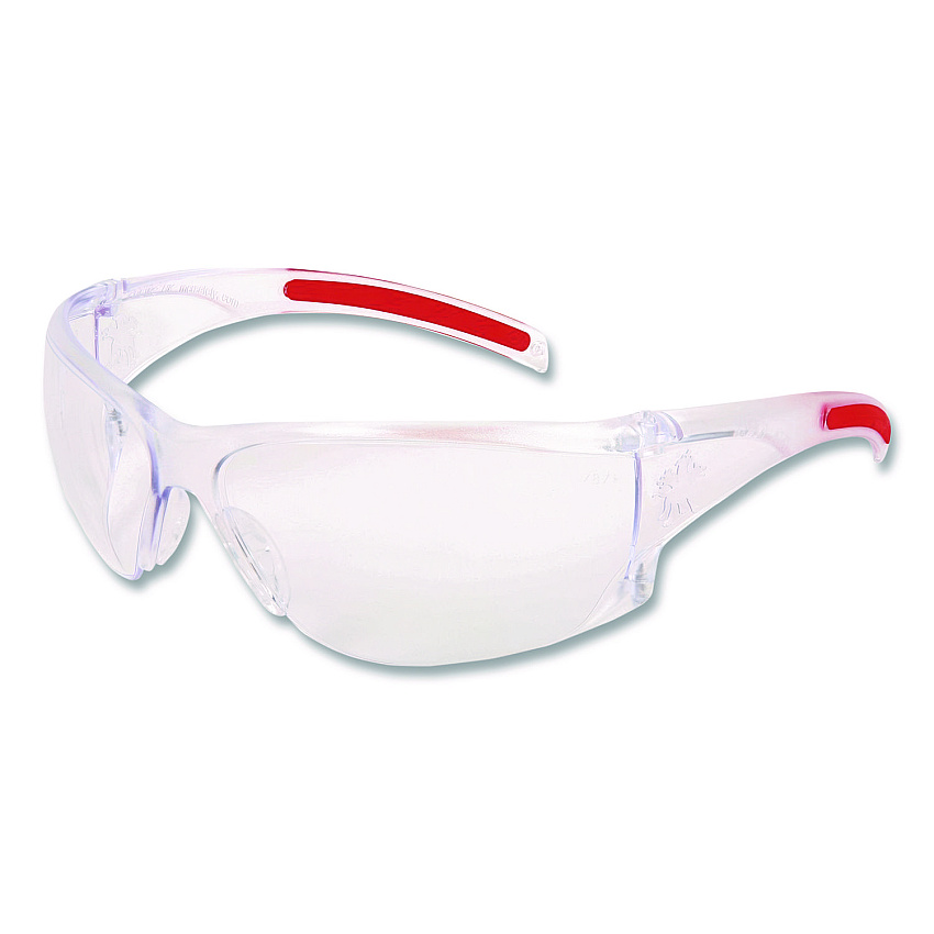 MCR Safety Hulk HK1 Series Safety Glasses, Anti-Fog, Clear/Red Plastic Frame, Clear Plastic Lens (HK110AF)