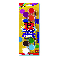 Cra-Z-Art Washable Kids' Paint Set, with Artist Brush, 12 Assorted Colors/Pack (1062824)