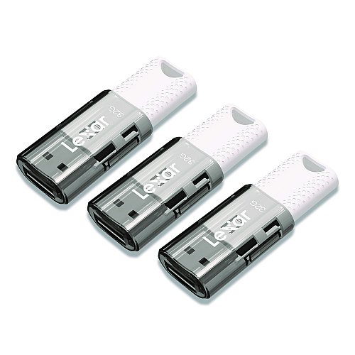 Lexar JumpDrive S60 USB 2.0 Flash Drive, 32 GB, Gray/White, 3/Pack (LJDS6032GB3N)