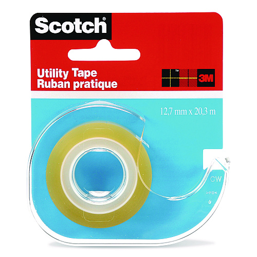 Scotch Utility Tape in Handheld Dispenser, 1" Core, 0.5" x 22.22 yds, Clear (RK2S)