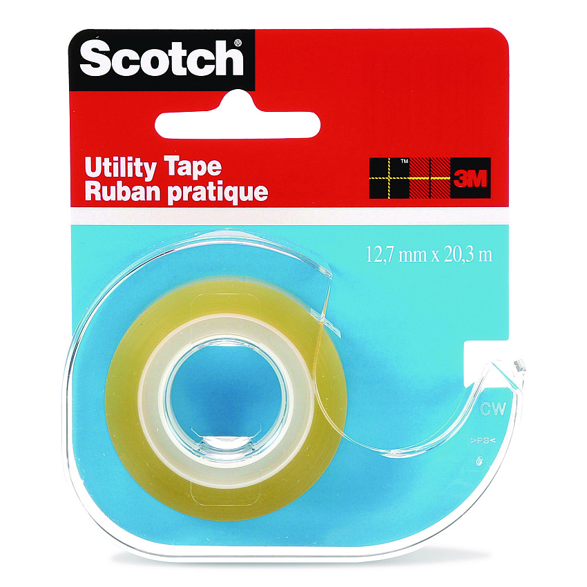 Scotch Utility Tape in Handheld Dispenser, 1" Core, 0.5" x 22.22 yds, Clear (RK2S)