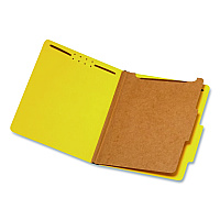 Pendaflex Reinforced Pressboard Classification Folders, 1.75" Expansion, 1 Divider, 4 Fasteners, Letter Size, Yellow Exterior, 10/Box (23734)