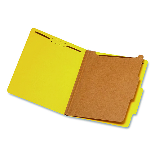 Pendaflex Reinforced Pressboard Classification Folders, 1.75" Expansion, 1 Divider, 4 Fasteners, Letter Size, Yellow Exterior, 10/Box (23734)