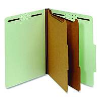 Pendaflex Reinforced Pressboard Classification Folders, 2.5" Expansion, 2 Dividers, 6 Fasteners, Letter Size, Green Exterior, 10/Box (24076R)