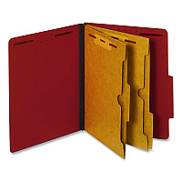 Pendaflex Pressboard Classification Folders, 2.5" Expansion, 2 Full-Pocket Dividers, 6 Fasteners, Letter Size, Red Exterior, 10/Box (24079)