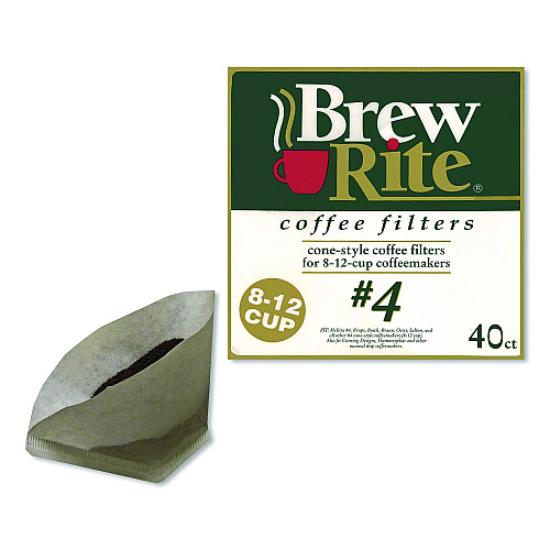Brew Rite Paper Cone Filters, 8 to 12 Cup Size, Cone, 40/Pack (46041)