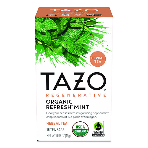 Tazo Tea Bags, Organic Refresh Mint, 16/Box (TAZ00350BX)