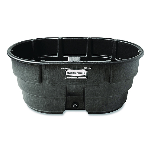 Rubbermaid Commercial Stock Tank, 150 gal, 39" x 58" x 25", Polyethylene, Black (FG424500BLA)