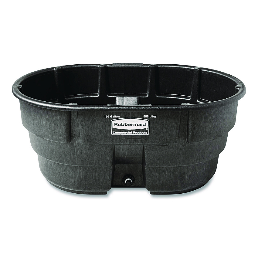 Rubbermaid Commercial Stock Tank, 150 gal, 39" x 58" x 25", Polyethylene, Black (FG424500BLA)