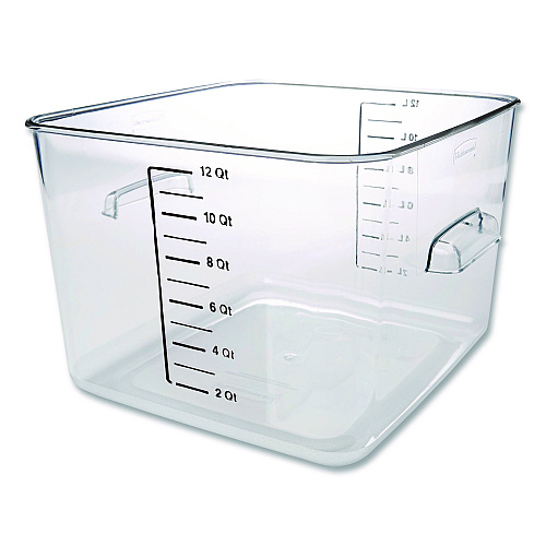 Rubbermaid Commercial Square Storage Container, 12 qt, 10.5 x 11.31 x 7.75, Clear, Plastic (FG631200CLR)