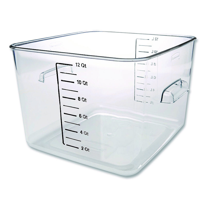 Rubbermaid Commercial Square Storage Container, 12 qt, 10.5 x 11.31 x 7.75, Clear, Plastic (FG631200CLR)