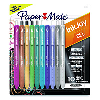 Paper Mate InkJoy Metallic Gel Pen, Retractable, Medium 0.8 mm, Assorted Ink, Assorted Barrel, 10/Pack (2208638)