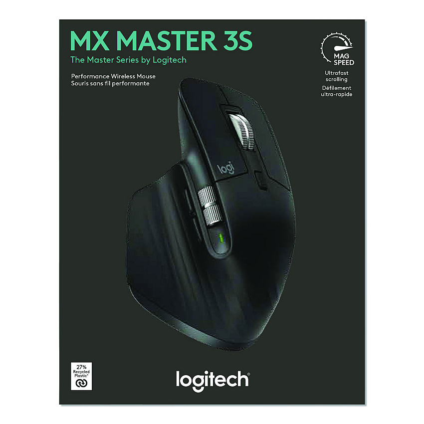 Logitech MX Master 3S for Business Wireless Mouse, 33 ft Wireless Range, Right, Black (910006581)