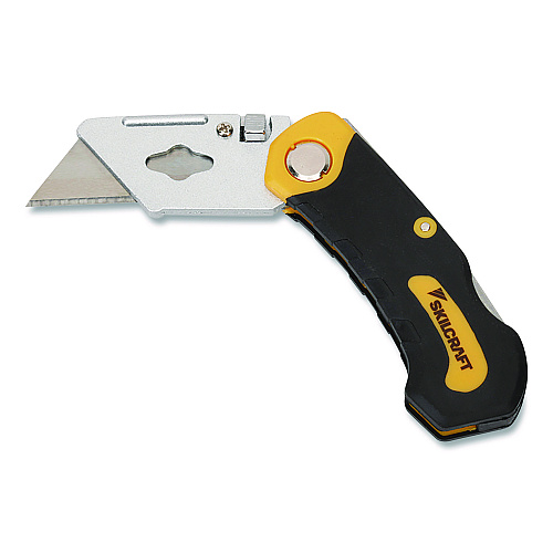 AbilityOne 5110-01-719-4844, SKILCRAFT General Purpose Folding Utility Knife, 6.13" Nylon Handle, Yellow/Black