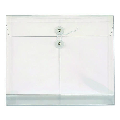 Pendaflex Poly String and Button Envelope, 1.25" Expansion, String/Button Closure, 13" x 10", Clear, 5/Pack (84521GW)