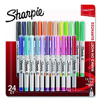Sharpie Ultra Fine Tip Permanent Marker, Ultra Fine Needle Tip, Assorted Colors, 24/Pack (2105407)