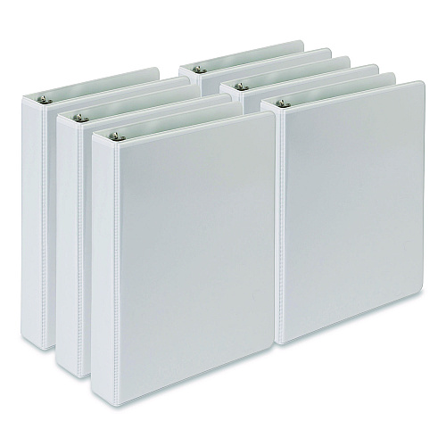 Samsill Economy Round Ring View Binders, 3 Rings, 1" Capacity, 8.5 x 5.5, White, 6/Carton (MP28507)