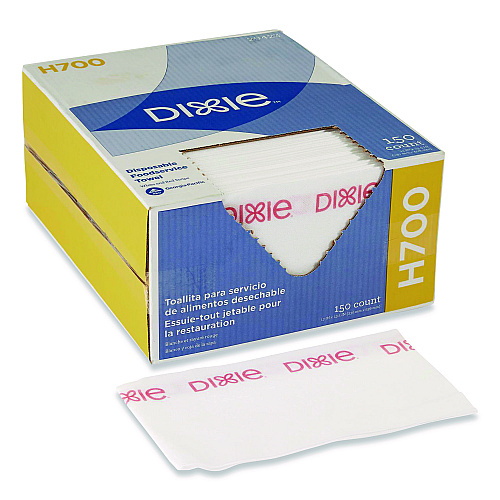 Dixie H700 Disposable Foodservice Towel, 1-Ply, 13 x 23.5, White/Red, 150/Carton (29423)