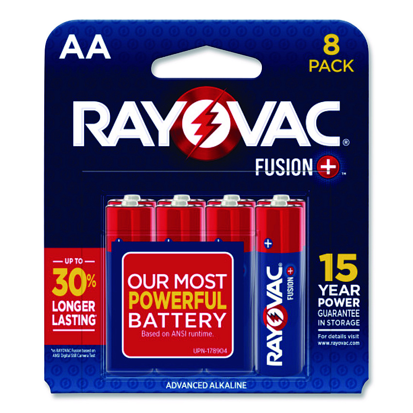 Rayovac Fusion Performance Alkaline AA Batteries, 8/Pack (8158TFUS)