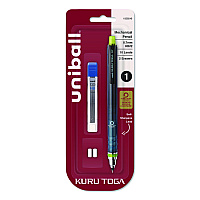 uni-ball KuruToga Mechanical Pencil with Tube of Diamond Lead, 0.7 mm, HB (#2), Black Lead, Black/Green Barrel (1858549)
