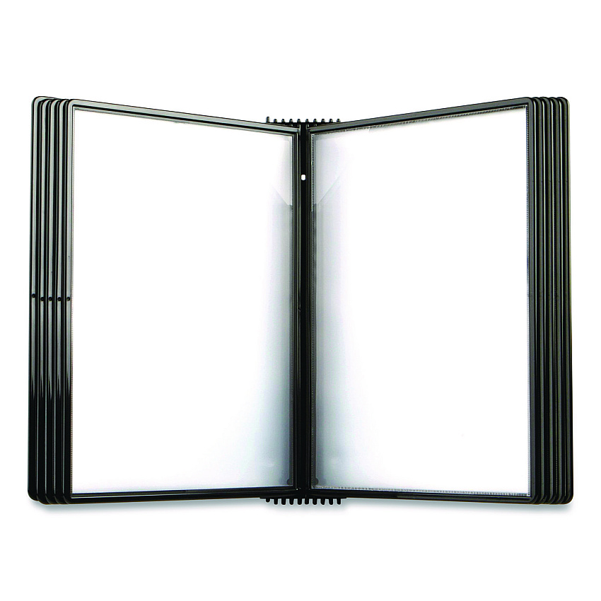 Tarifold Easy-Load Wall Display Unit, 10 Panels with Black Borders, Black Base (EZW771)