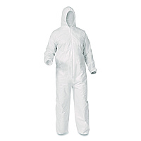 KleenGuard KGA35 Liquid and Particle Protection Coveralls, Elastic Wrists, Ankles and Hood, 4X-Large, White, 25/Carton (38943)