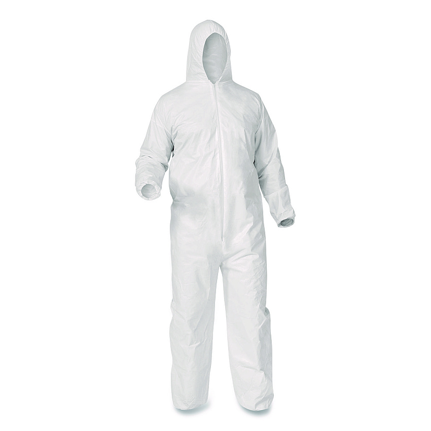 KleenGuard KGA35 Liquid and Particle Protection Coveralls, Elastic Wrists, Ankles and Hood, 4X-Large, White, 25/Carton (38943)