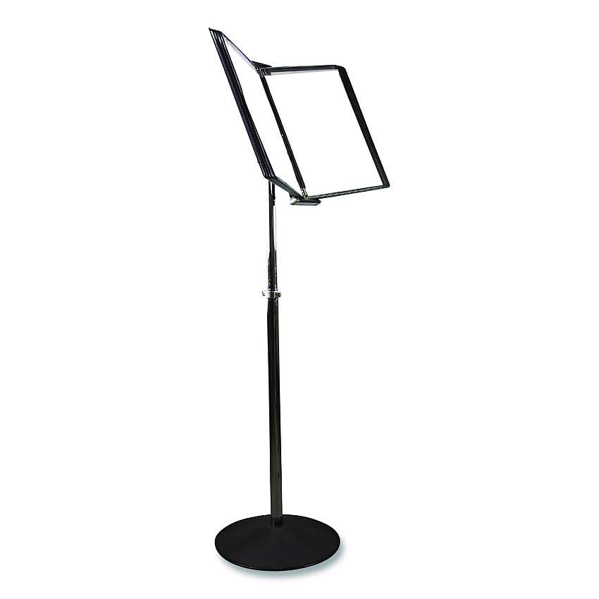 Tarifold Floor Display Document Stand, 25" to 44" Tall, 10 Panels with Black Borders, Black Base (F271)