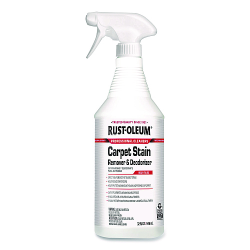 Rust-Oleum Carpet Stain Remover Plus Deodorizer, Lemon Scent, 32 oz Spray Bottle, 6/Carton (352258)