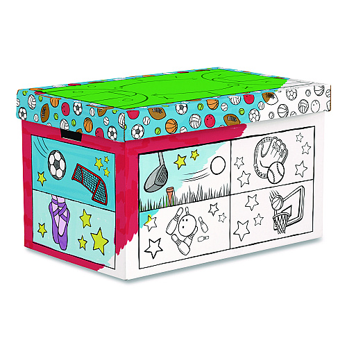 Bankers Box At Play Color in Toy Box, Sports Design, 1 Section, 5.25 cu ft, 28" x 18" x 18", White/Black (1231601)