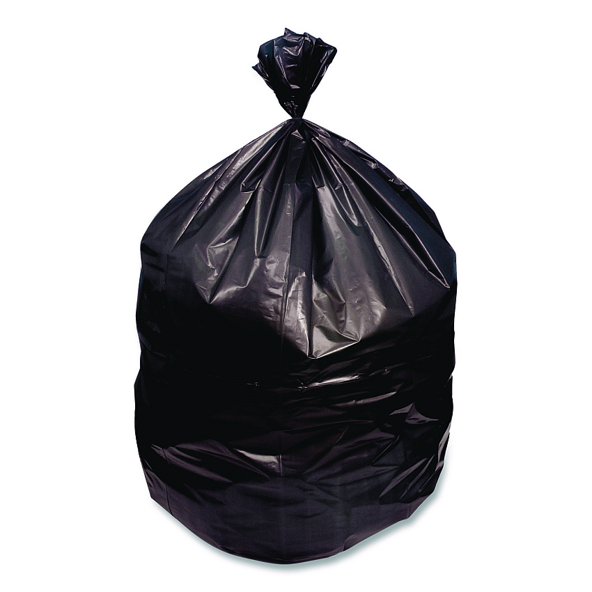 Heritage High-Density Waste Can Liners, 33 gal, 16 mic, 33 x 40, Black, Roll, 250/Carton (Z6640VKR01)