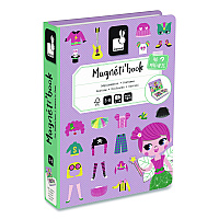 Janod Magneti'books, Girl's Costumes, 54 Pieces (8 Cards, 46 Magnetic Shapes), Ages 3 to 8 (J02718)
