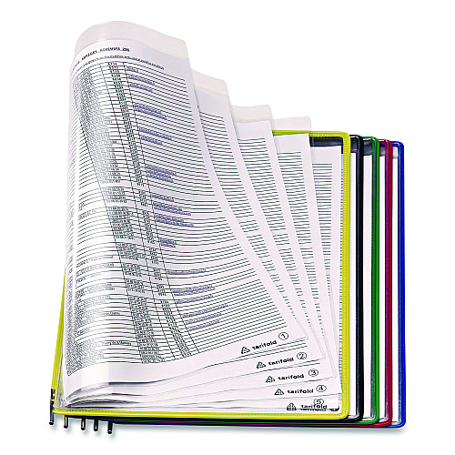 Tarifold Foldfive Pockets, 25 Sections, Clear Panel Assorted Color Border, 5/Pack (P095F)