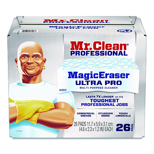 Mr. Clean Magic Eraser Ultra Pro Multi-Purpose Cleaner, 4.72 x 1.38 x 2.56 Thick, White, 26/Carton (17406)