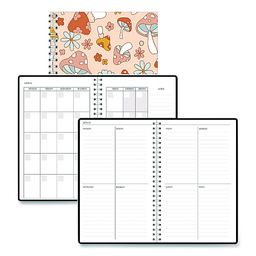 House of Doolittle Recycled Non-Dated Monthly/Weekly Planner, Mushrooms, Multicolor Cover, Undated (212140)