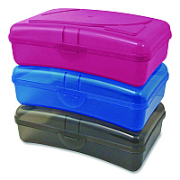 Cra-Z-Art Plastic School Box, 1 Compartment, 8 x 5.13 x 2.13, Randomly Assorted Colors, 6/Carton (114116CT)