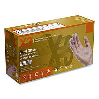 X3 by AMMEX Industrial Vinyl Gloves, Small, Clear, 100/Box (GPX342100BX)